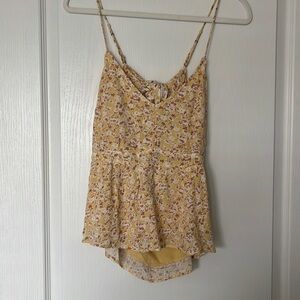 Abercrombie Yellow Floral Print Tie Back Tank